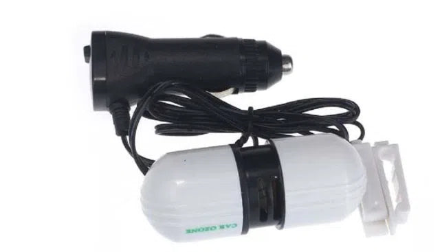 White portable car air purifier deodorizer 12V ABS 75x30x26mm for vehicle cabin