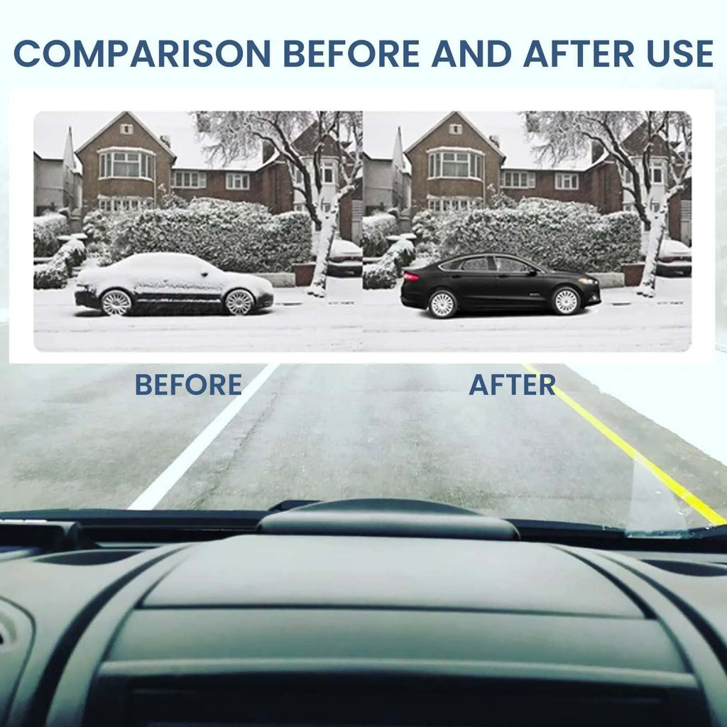 Black car windscreen de-icer tool measuring 5 by 2.6 by 1.5 centimetres.