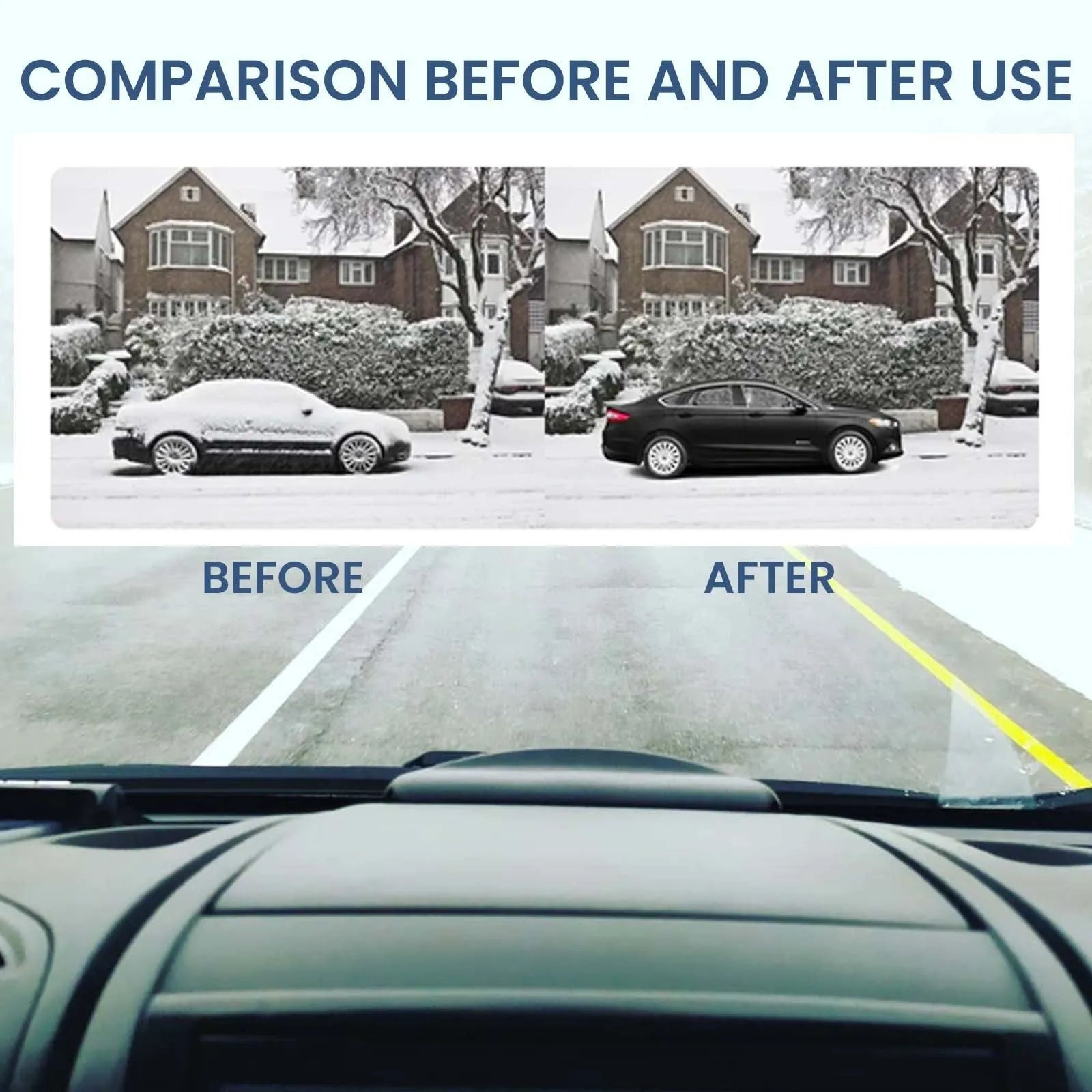 Black car windscreen de-icer tool measuring 5 by 2.6 by 1.5 centimetres.