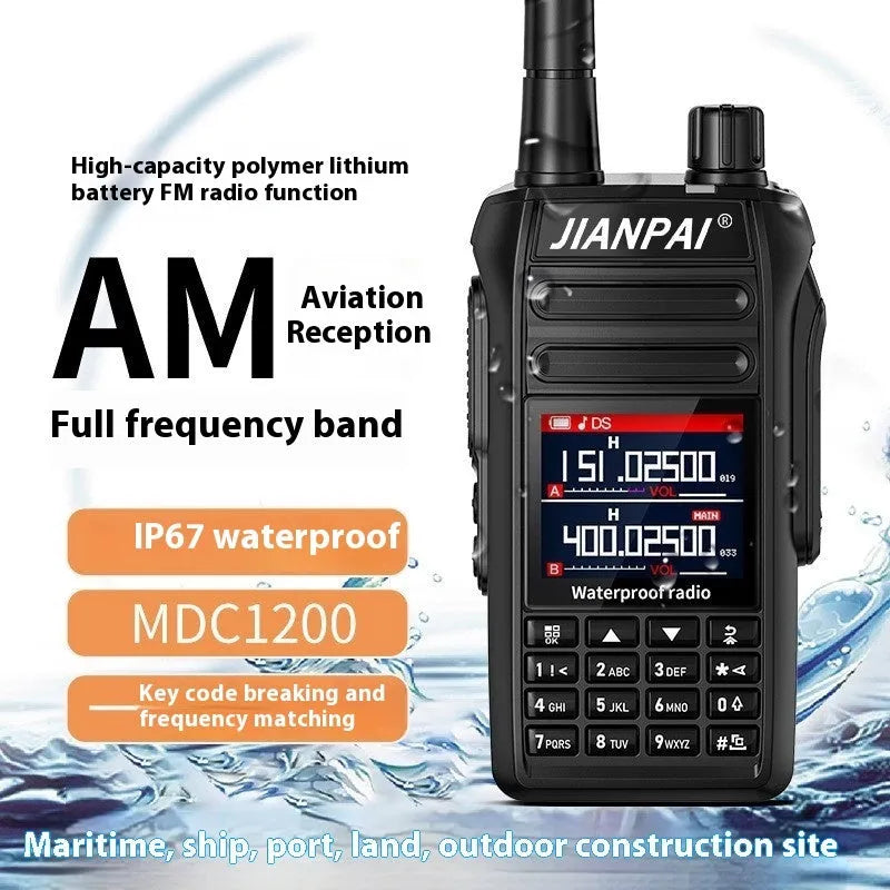 Black waterproof aviation full band headset with plastic dustproof shell and complete accessory package