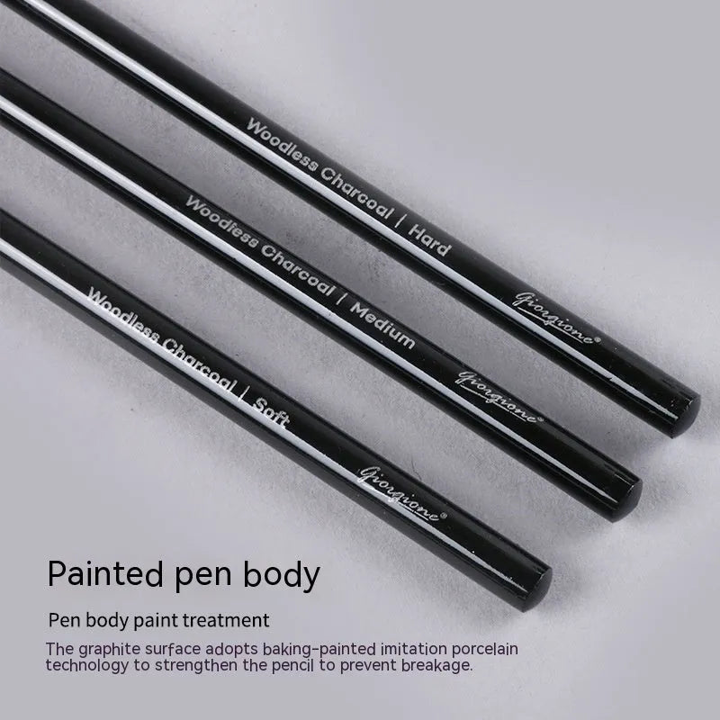 A graphite and carbonised pencil suit on a suction card, showing nine wooden pencils.