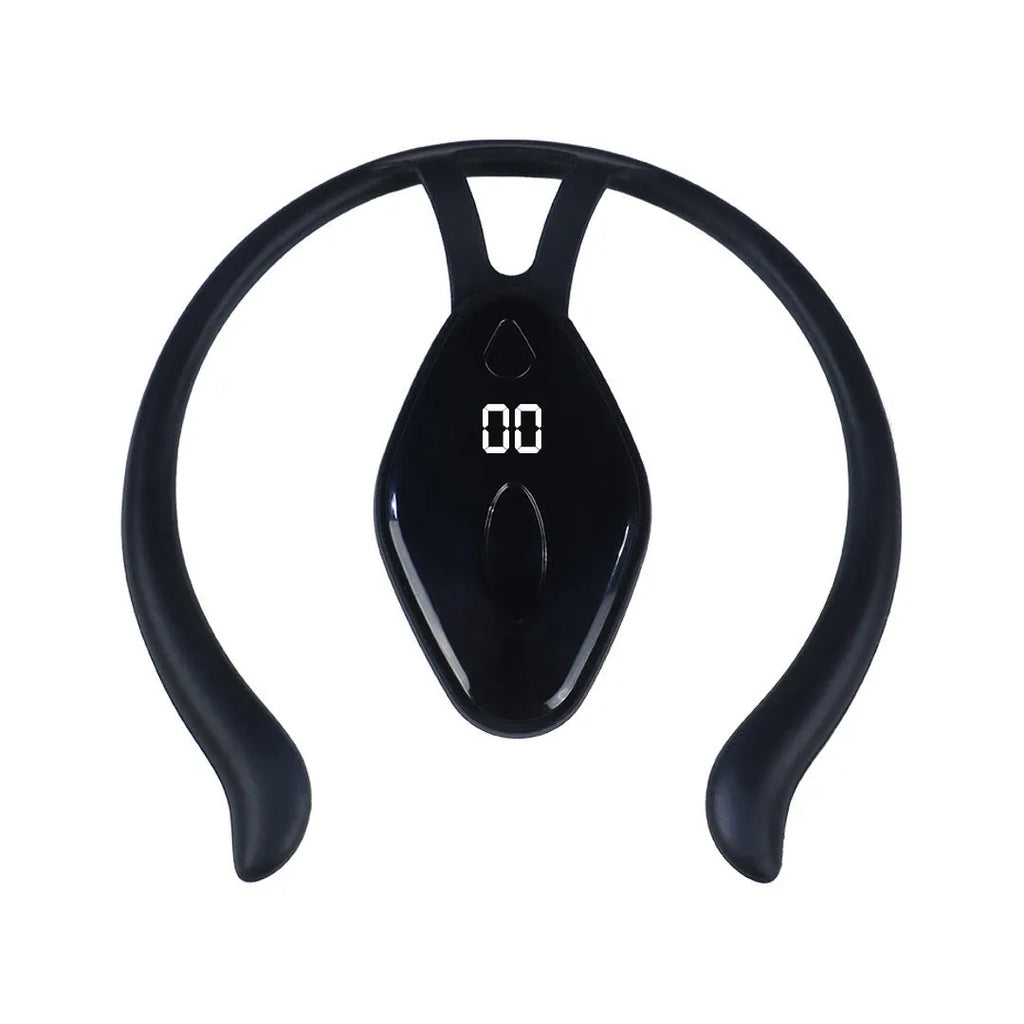 Children's smart LCD kyphotone posture corrector in black and orange with USB charging