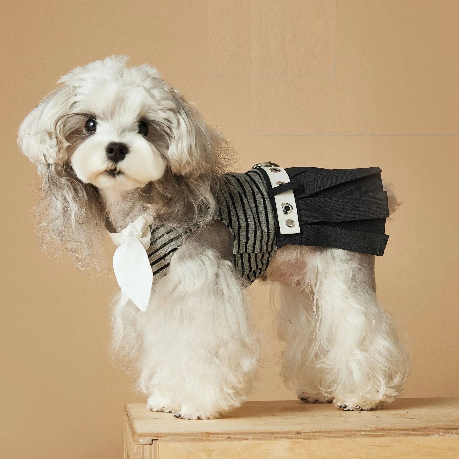 Striped dog dress for female dogs in polyester material, sizes XS to XXL, spring summer casual style