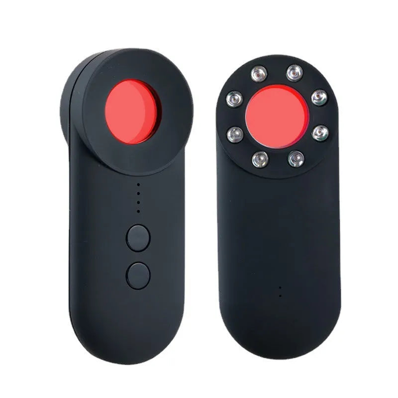 Black ABS handheld GPS and camera lens detector with a USB charging port.