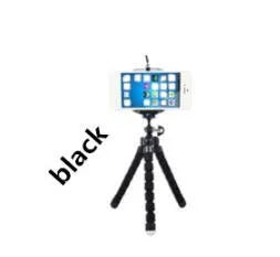 Mini flexible sponge octopus tripod stand holder in black, blue, or red, holding a smartphone.