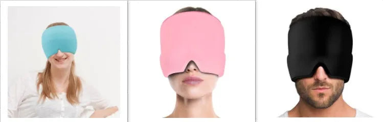 Black ice gel headache relief eye mask shown on a white background.
