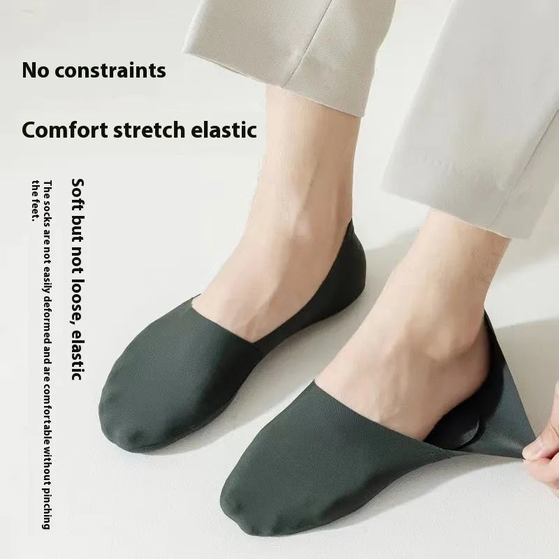 Men's solid colour cotton invisible ankle socks shown in multiple colours including black, white, and brick red.