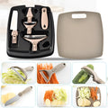 Green eight-piece multi-function kitchen planer set with transparent cover showing stainless steel blades