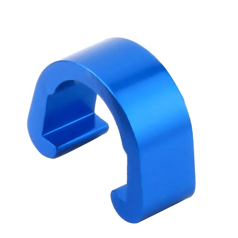 Aluminium alloy C buckle in assorted colours, showing dimensions of 10.2mm by 13mm.