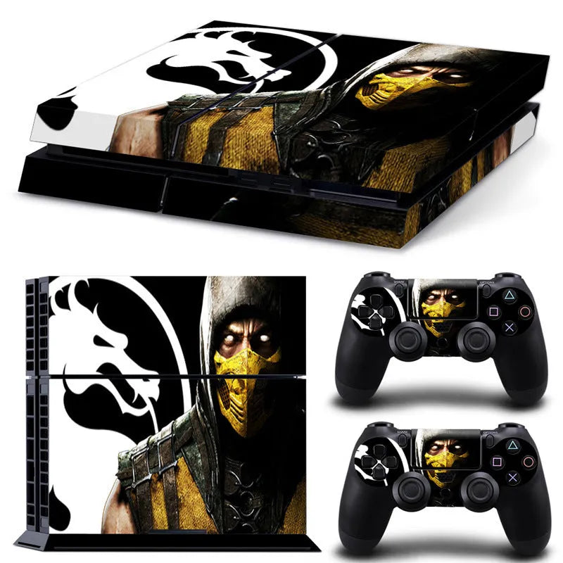 PS4 game console with a clear protective film applied, showing style options.