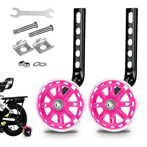 Children's glow auxiliary bicycle training wheel set with universal bracket in multiple colours