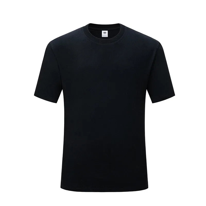 Men's black and white pure cotton loose fit round neck T-shirt on size chart