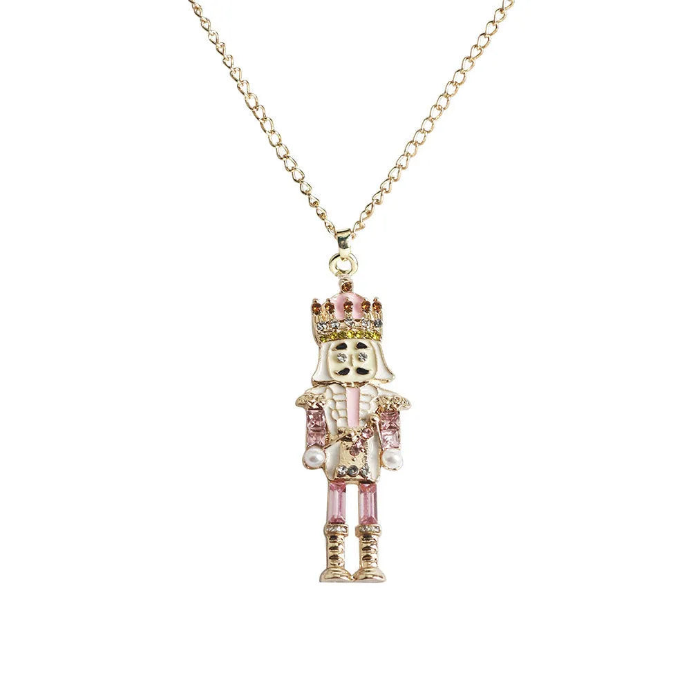 Fashion nutcracker necklace with cartoon character pendant in zinc alloy cross chain, unisex design