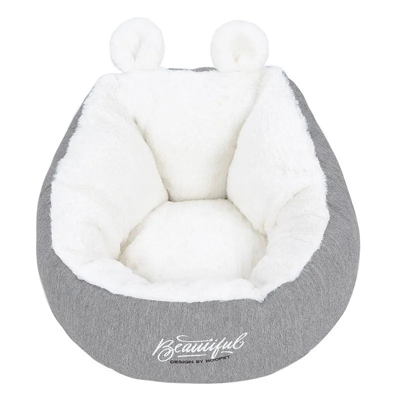 Grey cotton pet dog bed cushion sleeping bag size S 42x42x30cm on floor