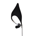 Cute black cartoon elf ear wired in-ear headphones with a built-in microphone and 3.5mm plug.