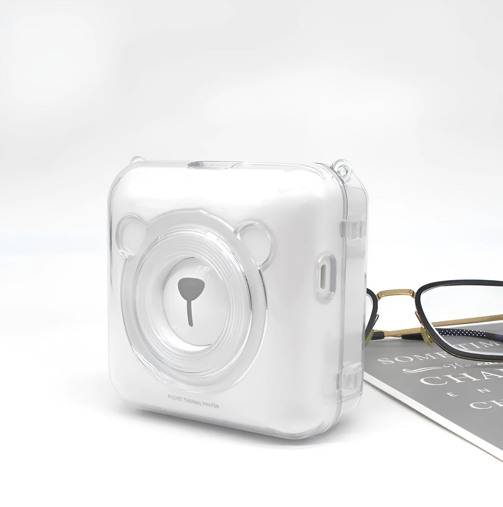 Crystal clear PC protective case for Eric Bear A6 thermal printer, injection moulded simple pure colour design