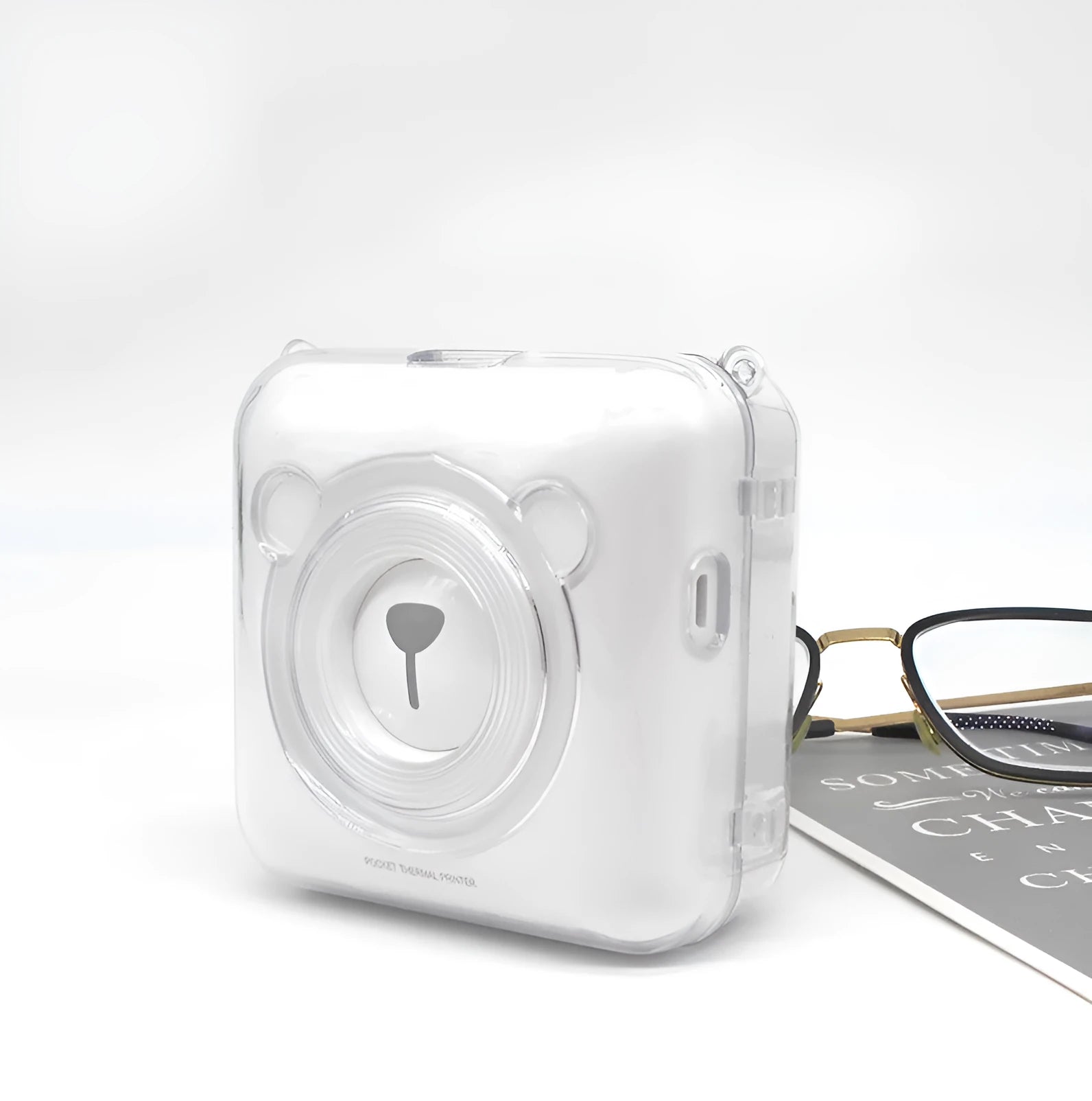 Crystal clear PC protective case for Eric Bear A6 thermal printer, injection moulded simple pure colour design