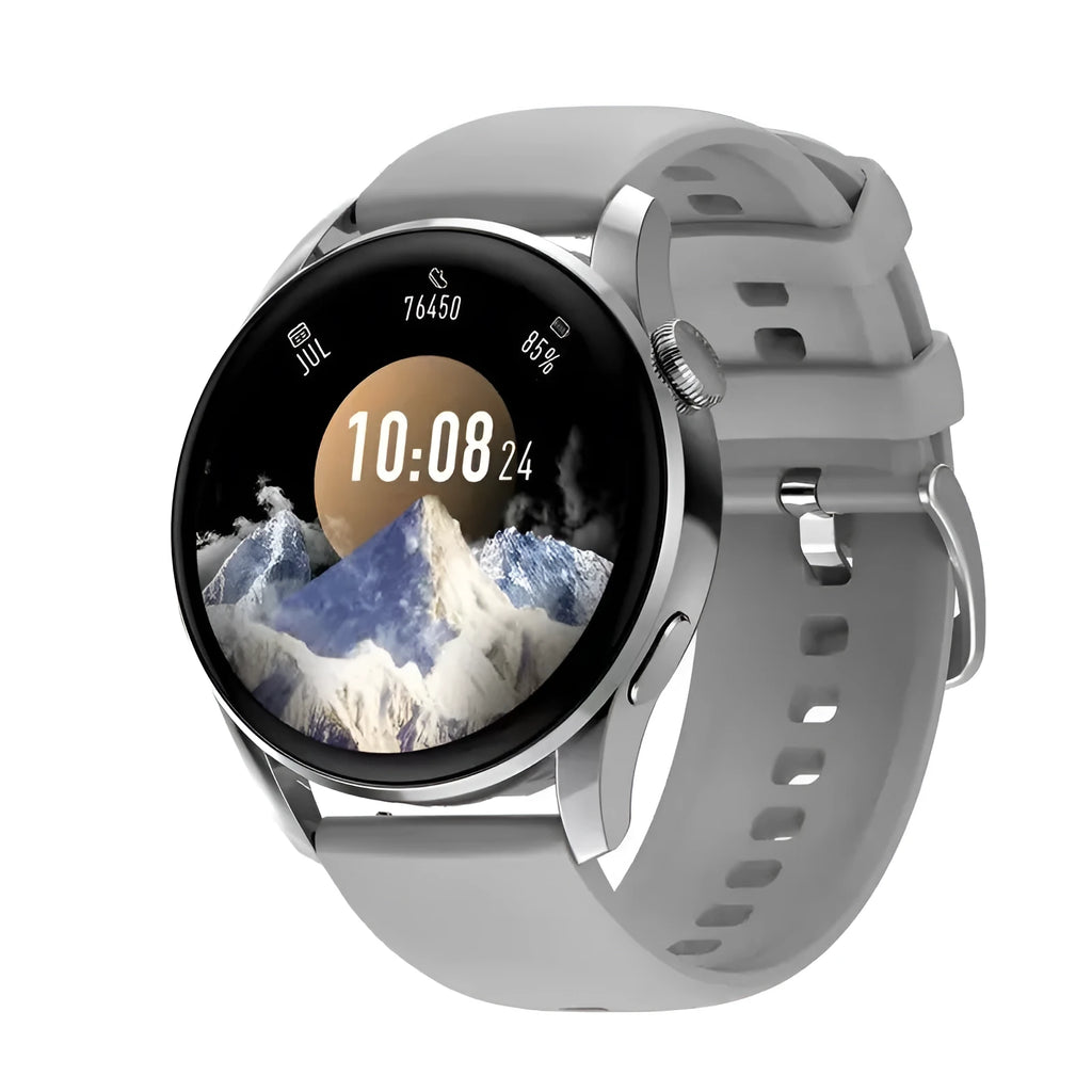 Wireless charging health monitoring sports watch with 1.3-inch screen, TPU strap, heart rate and blood pressure tracking, black crude steel colour
