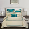 Four-piece cotton duvet cover set with embroidery detail in choice of five patterns.