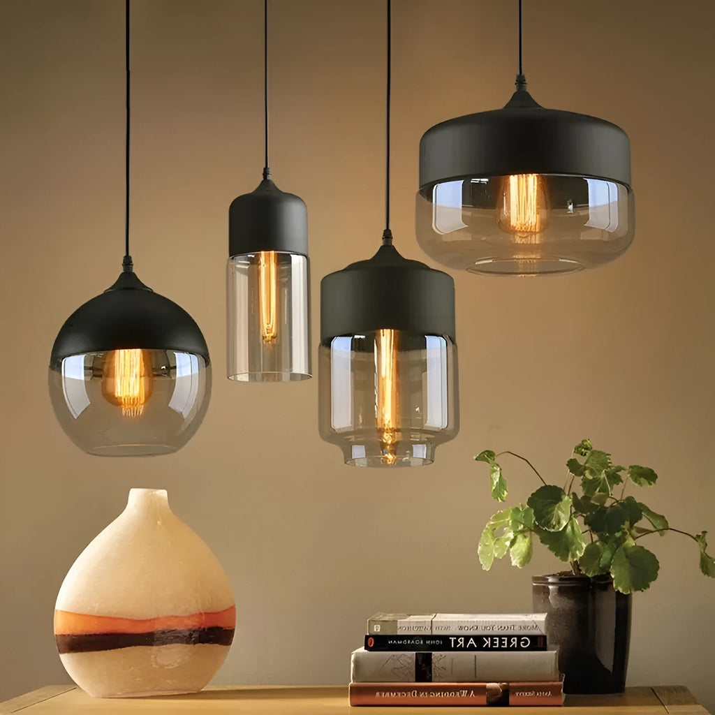 Industrial glass chandelier LED ceiling light American style 240V button switch