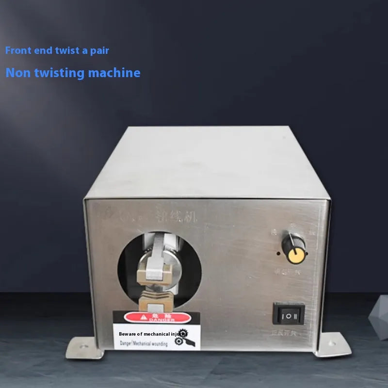 Compact desktop multi-strand copper wire twisting machine on workbench