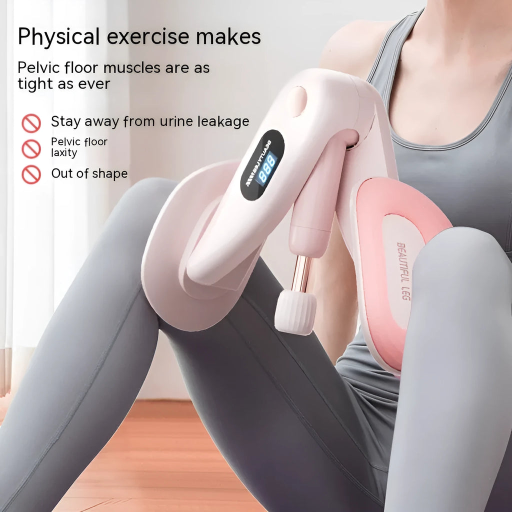Pelvic floor muscle training device with electronic counter in blue, grey, green, or pink colours