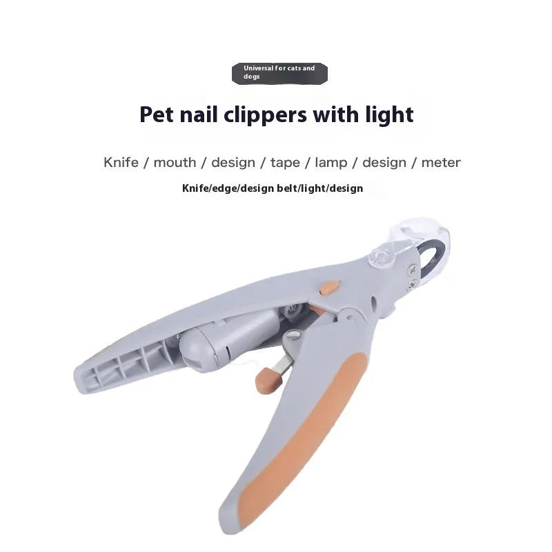 Dog nail trimmer with LED light and blood line indicator on blister card packaging