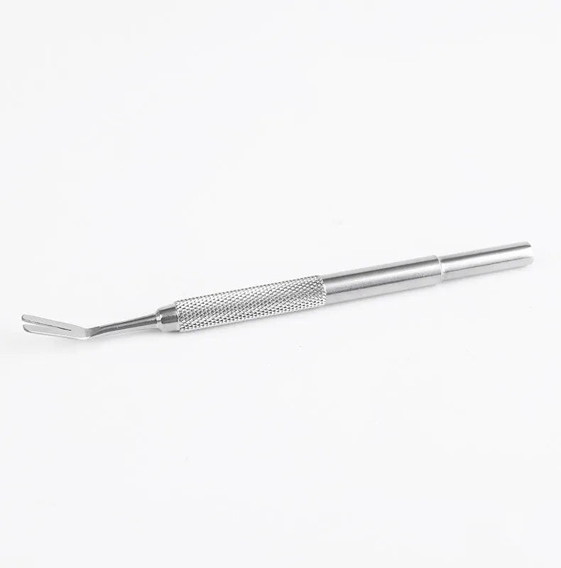 Stainless steel tick removal tweezers with pointed tips for pet tick extraction