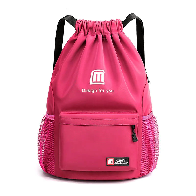 Oxford fabric drawstring backpack in multiple colours with foldable design and shoulder straps