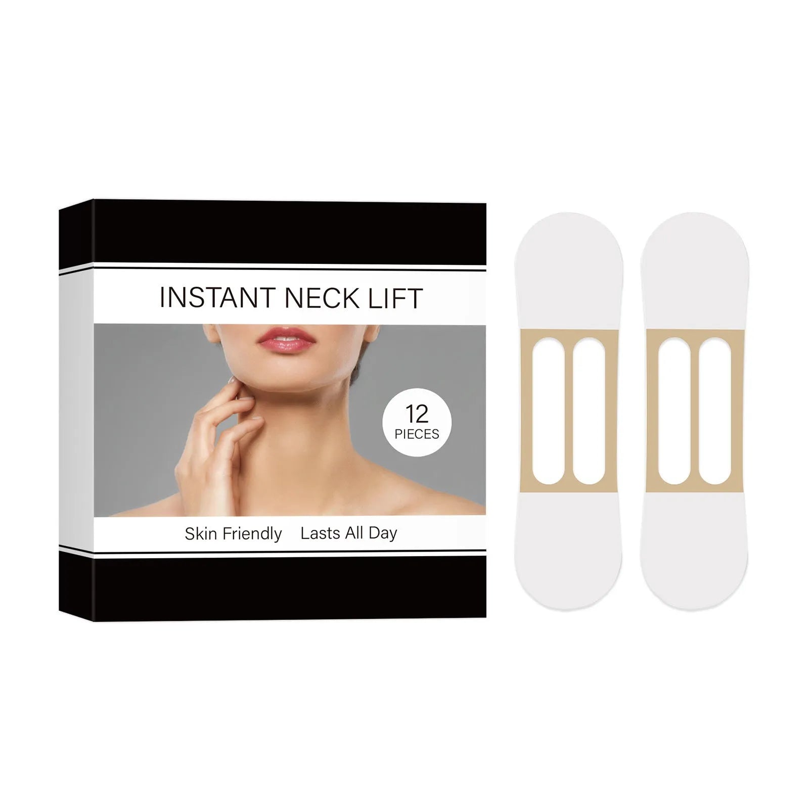Pack of 12 invisible breathable physical lifting neck paste patches for temporary neck support