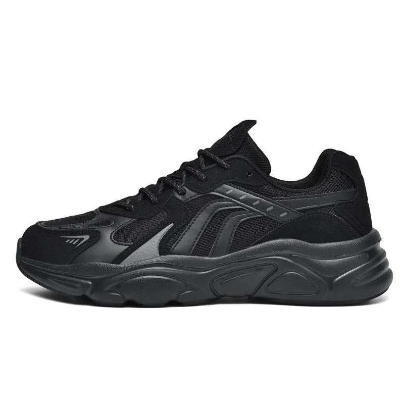 Men's collapsible casual sneakers in black and beige colours showing flat storage position