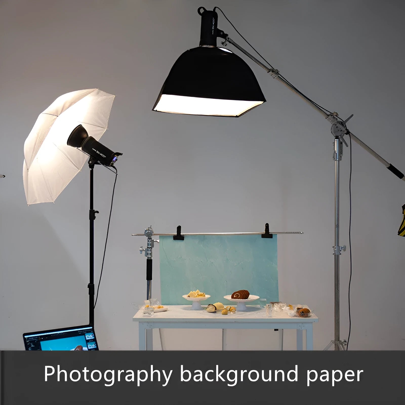 Double-sided marble pattern photography backdrop paper in cement design for product and food shoots