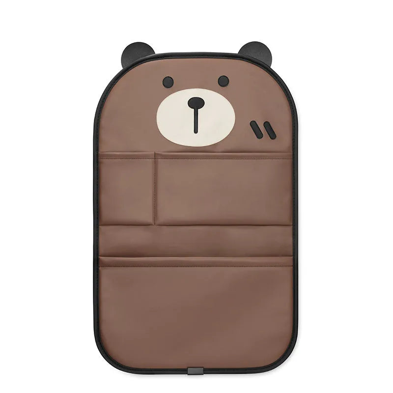 Car seat back protector leather kick pad with Cute Bear design, long style