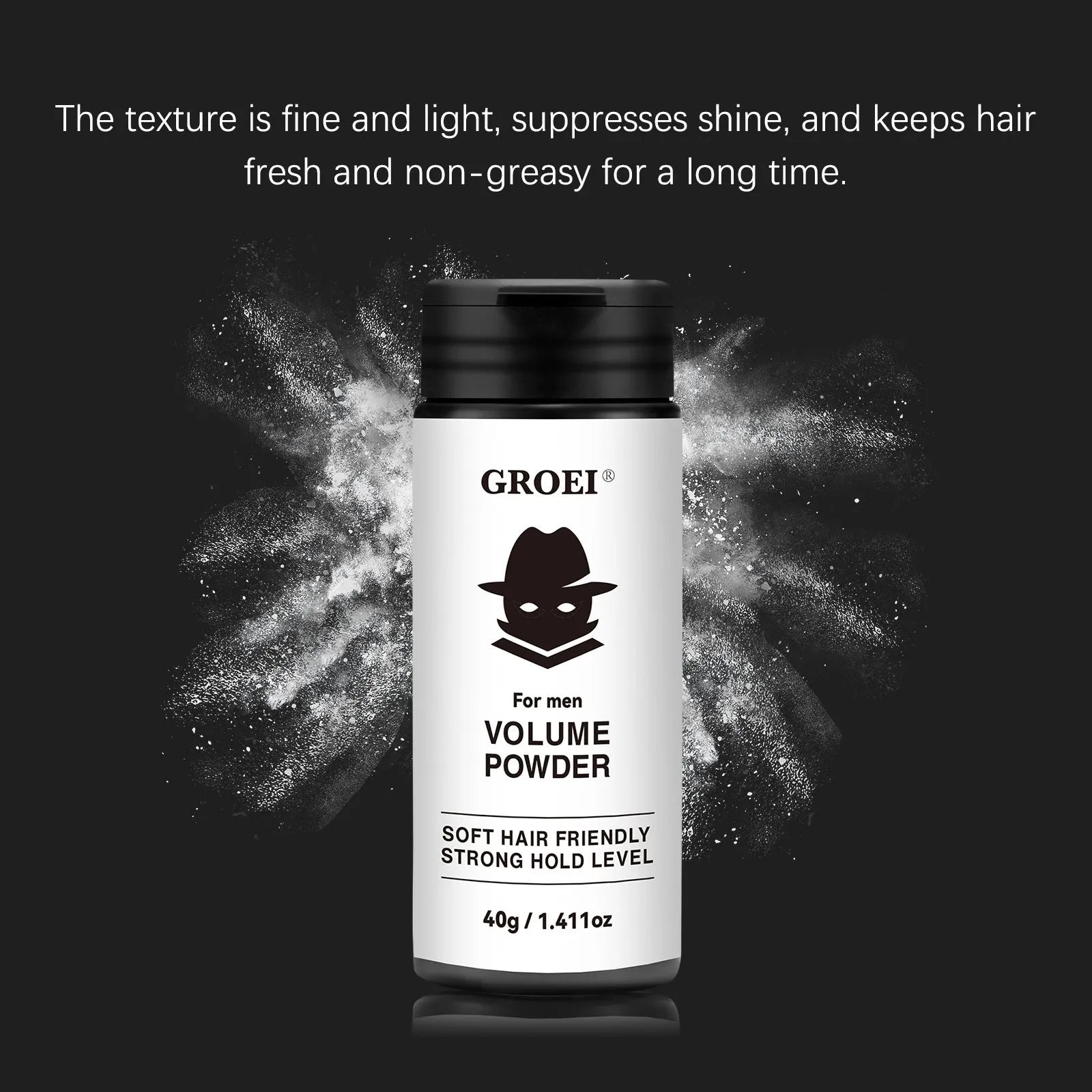 Disposable 40g hair styling powder unit for oil control and fluffy hair volume.