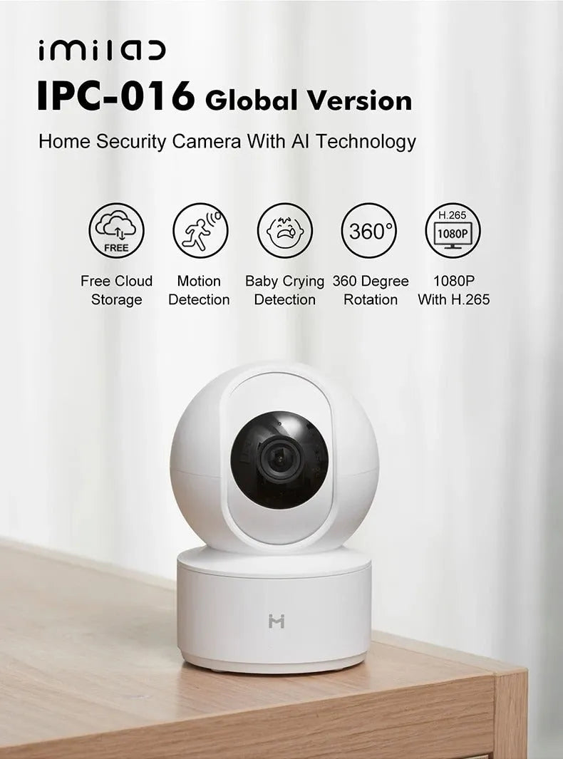 White Xiaobai smart security camera with 1080p resolution and wide-angle lens