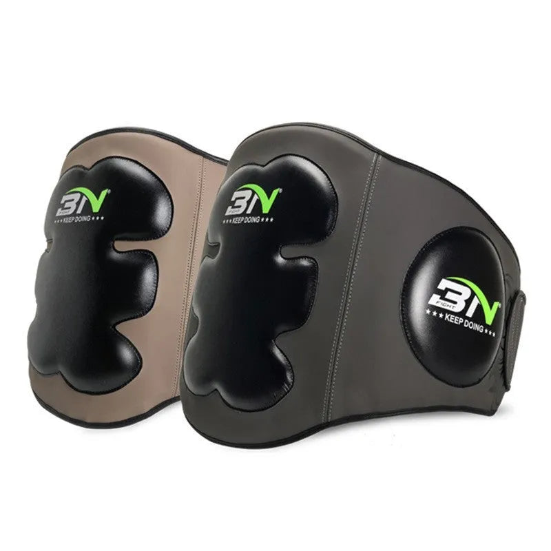 Sanda boxing waist protection target in dark grey or khaki, thickened for impact absorption.