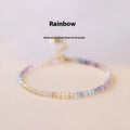 Handmade women's bracelet with geometric copper links and rainbow fluorite decoration