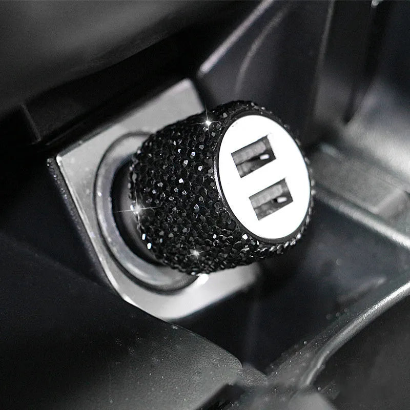 Diamond crystal decorative car charger for 12V/24V cigarette lighter socket with USB port