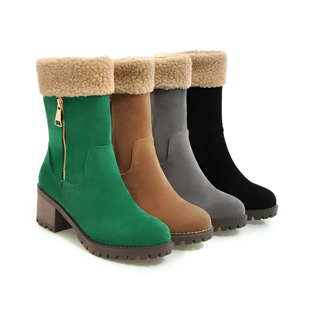 Waterproof snow boots in multiple colours with ankle protection and plush lining.