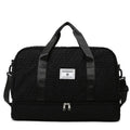 Solid colour Oxford cloth travel duffle bag with ruched design and dry wet separation, shown in a neutral colour