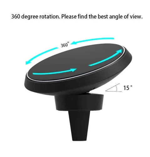 Qi wireless car charger magnetic stand holder with air vent clip for iPhone and Android phones