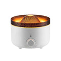 White columnar volcanic humidifier with simulated flame lighting and remote control