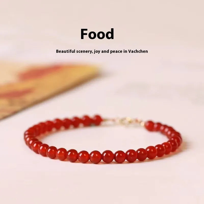 Ultra-thin red agate women's bracelet with classic style design