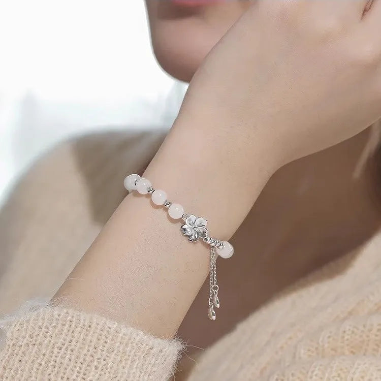 New Chinese style couple bracelet with resin floral beads in camellia, lotus and peach blossom designs