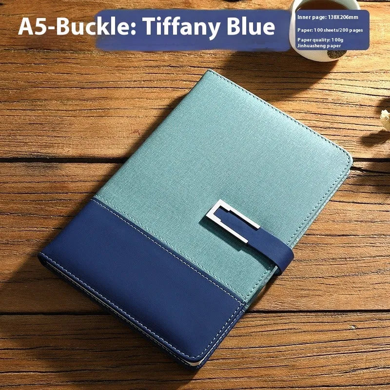A5 notebook with pu leather cover in multiple colour options including brown, black, green, blue, and red.