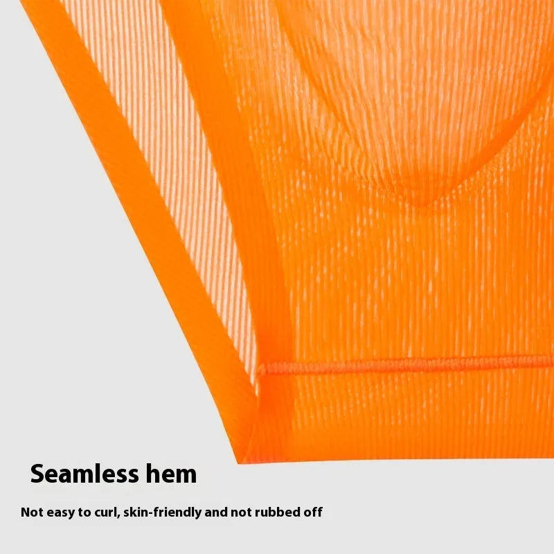 Ultra-thin ice silk seamless briefs in six colours on size chart background