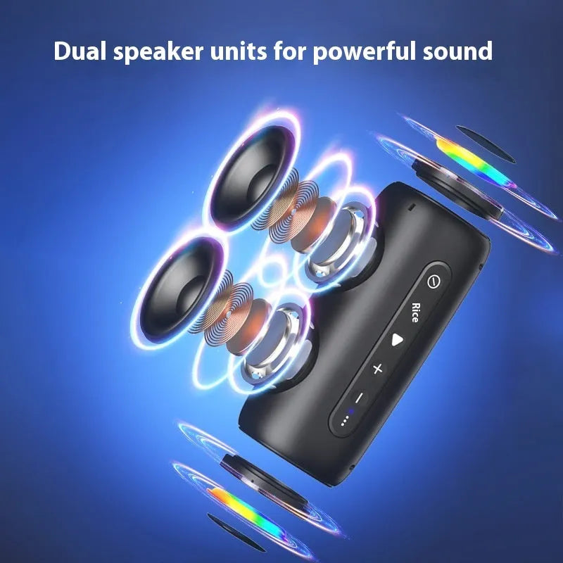 Outdoor portable wireless Bluetooth speaker in gray with cloth grille and button controls, 4000mAH battery