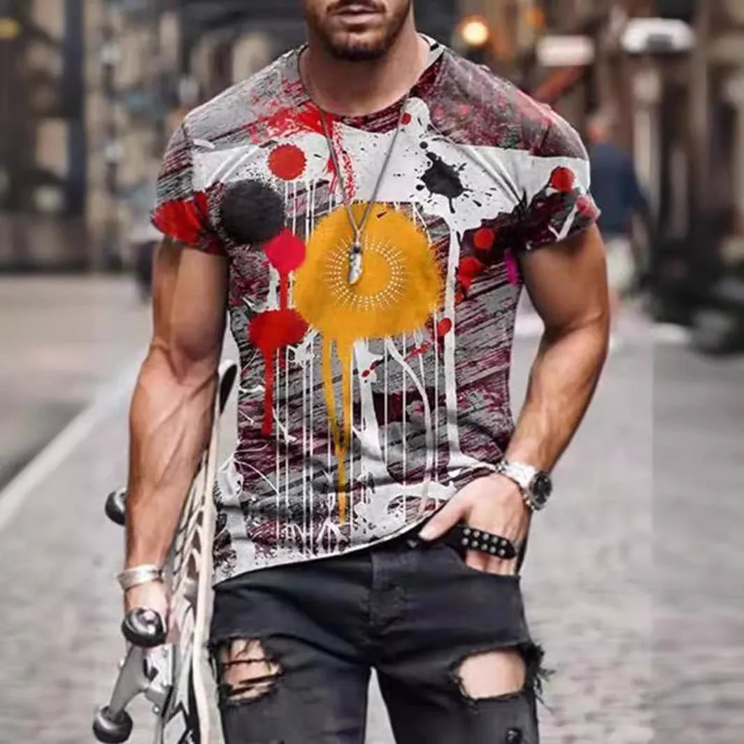 Men's camouflage print short-sleeve T-shirt in a loose fit
