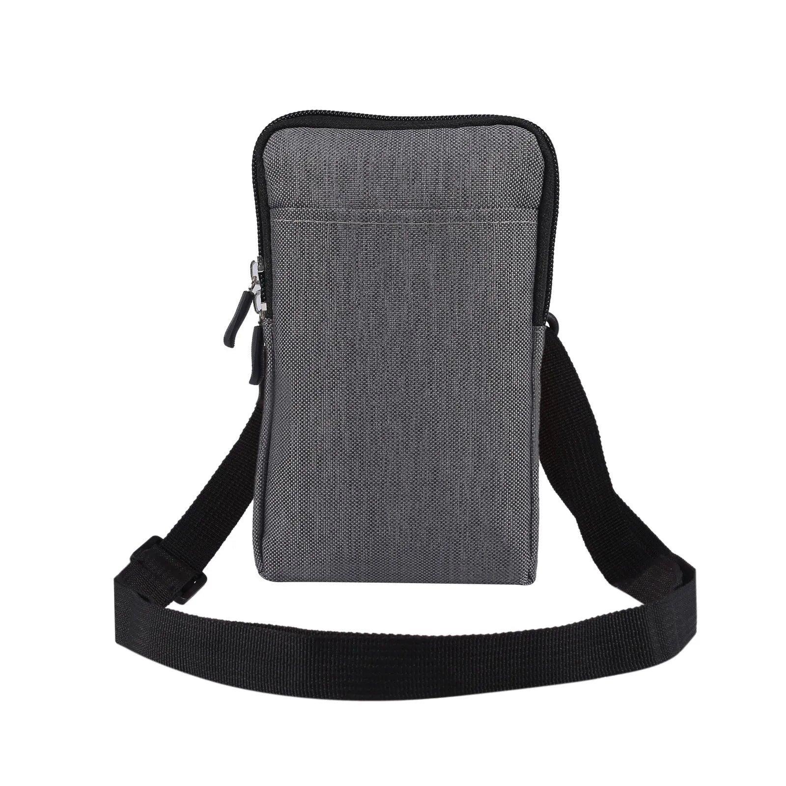 Solid colour waterproof neoprene cross body waist bag shown in available colours: black, rose red, sky blue, dark grey, milky white, orange.