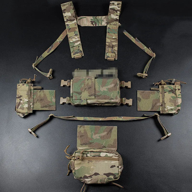 Tactical chest hanging vest in camouflage with quick pull sleeve, MK4 expansion mount, CP and black CP colours, 38 x 60 x 3cm